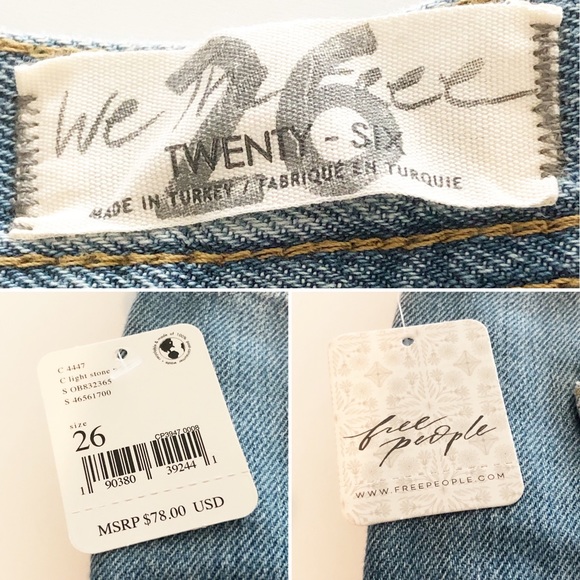 NWT FREE PEOPLE Maggie Mid-Rise Straight-Leg Jeans Light Stone Wash Size 26 - Picture 14 of 16